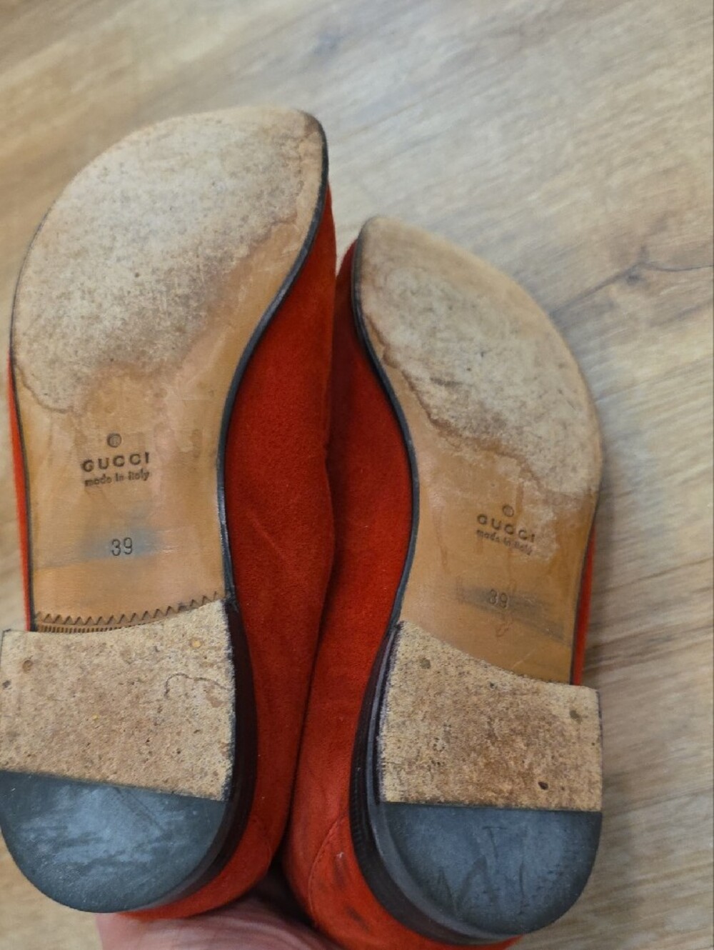 Gucci Red Suede Fringe Horsebit Loafers Sz 39 - Picture 5 of 6
